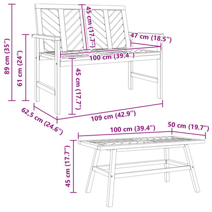 Set Lounge da Giardino 3 pcs Marrone Legno di Acacia Massello | homemem39