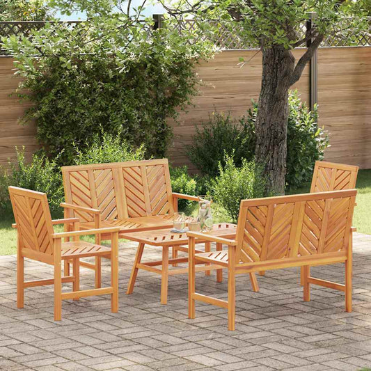 Set Lounge da Giardino 5 pcs Marrone Legno di Acacia Massello | homemem39