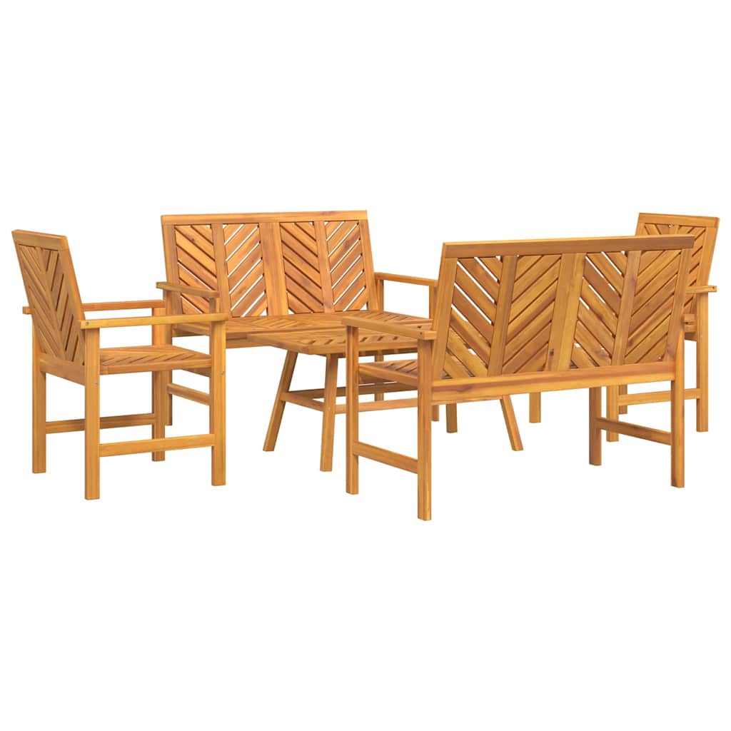 Set Lounge da Giardino 5 pcs Marrone Legno di Acacia Massello