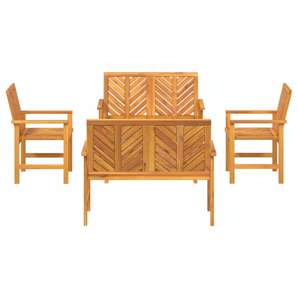 Set Lounge da Giardino 5 pcs Marrone Legno di Acacia Massello
