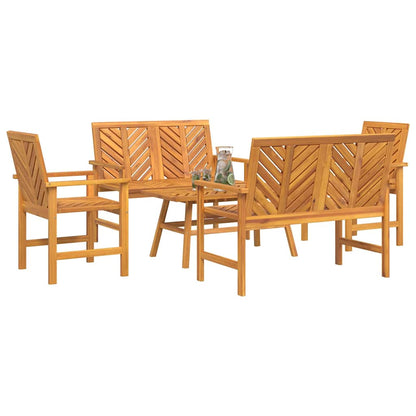 Set Lounge da Giardino 5 pcs Marrone Legno di Acacia Massello