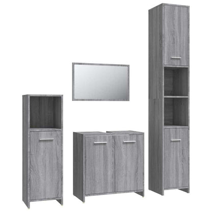 Set Mobili da Bagno 4 pz Grigio Sonoma in Legno Multistrato | homemem39