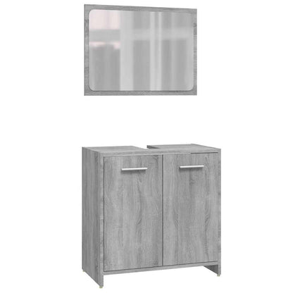 Set Mobili da Bagno 4 pz Grigio Sonoma in Legno Multistrato | homemem39