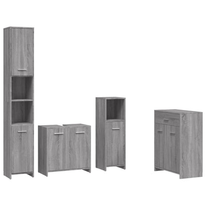 Set Mobili da Bagno 4 pz Grigio Sonoma in Legno Multistrato | homemem39