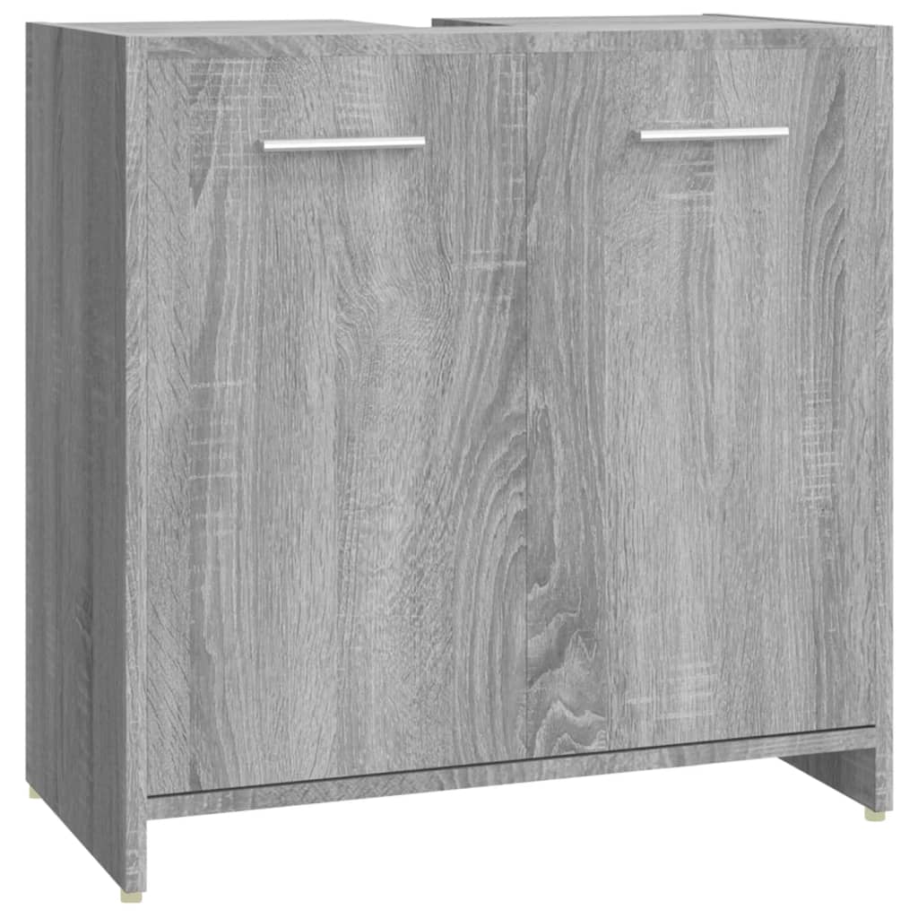 Set Mobili da Bagno 4 pz Grigio Sonoma in Legno Multistrato | homemem39