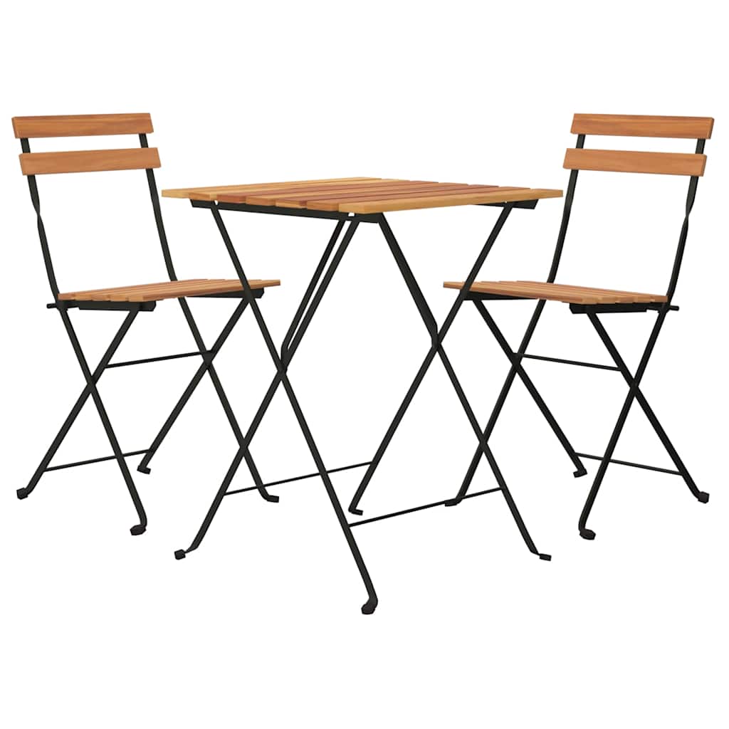 Set Bistrò Pieghevole 3 pz in Legno Massello di Teak e Acciaio | homemem39