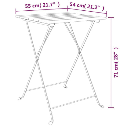 Set Bistrò Pieghevole 3 pz in Legno Massello di Teak e Acciaio | homemem39