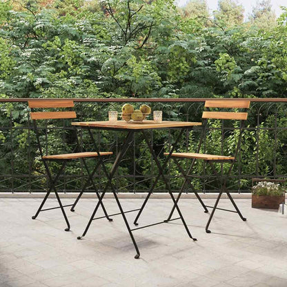 Set Bistrò Pieghevole 3 pz in Legno Massello di Teak e Acciaio | homemem39