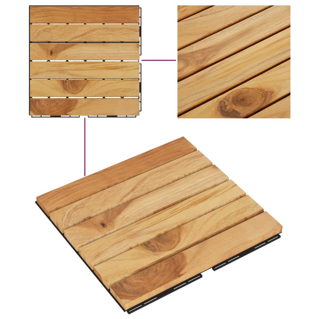 Piastrelle Esterni 10pz 30x30 cm Massello Teak Motivo Verticale