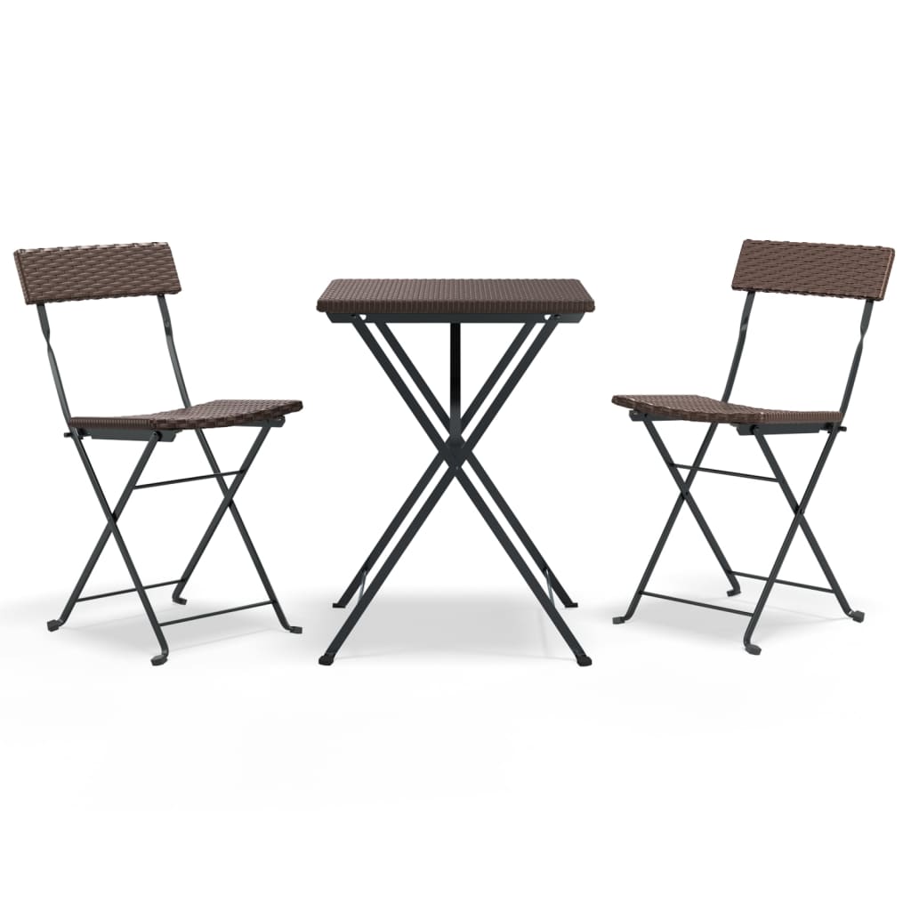 Set Pieghevole da Bistrò 3 pz Marrone in Polyrattan | homemem39