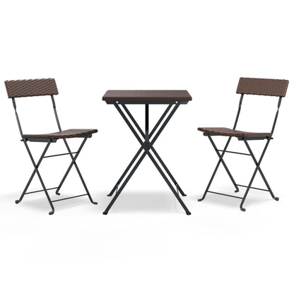 Set Pieghevole da Bistrò 3 pz Marrone in Polyrattan | homemem39