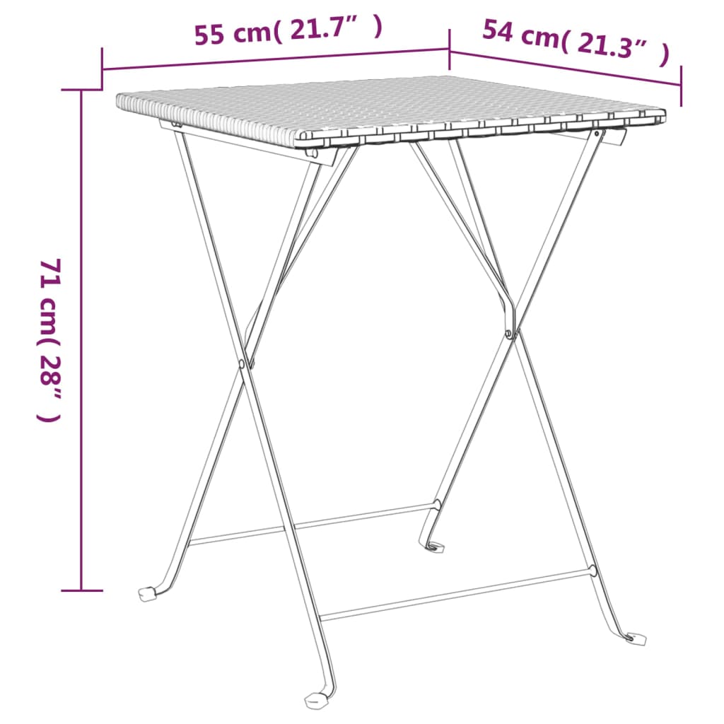 Set Pieghevole da Bistrò 3 pz Marrone in Polyrattan | homemem39