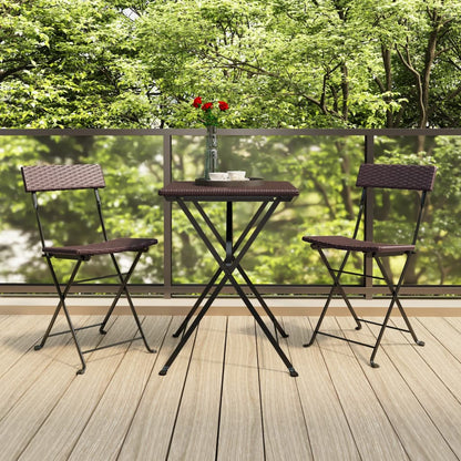 Set Pieghevole da Bistrò 3 pz Marrone in Polyrattan | homemem39