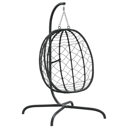 Sedia a Uovo Sospesa con Cuscino Antracite Polyrattan e Acciaio - homemem39