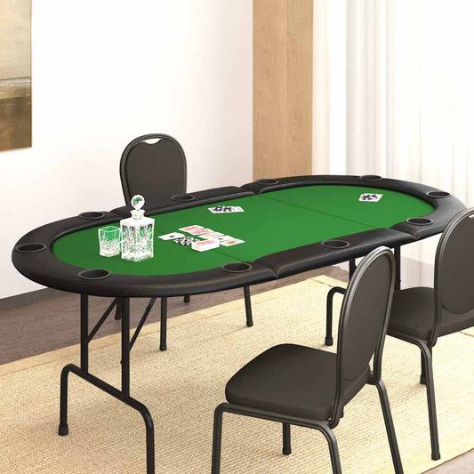 Tavolo da Poker Pieghevole 10 Giocatori Verde 207x106x76 cm - homemem39