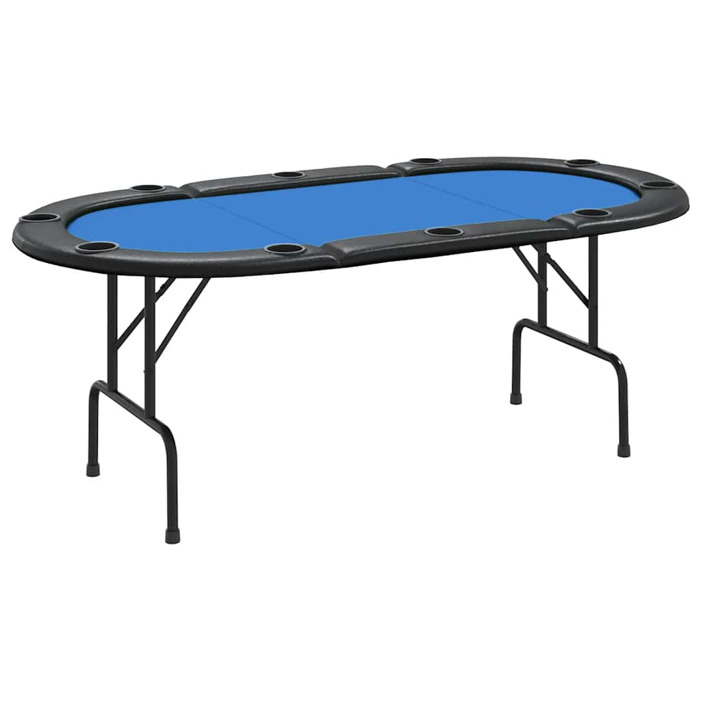 Tavolo da Poker Pieghevole 10 Giocatori Blu 207x106x76 cm - homemem39