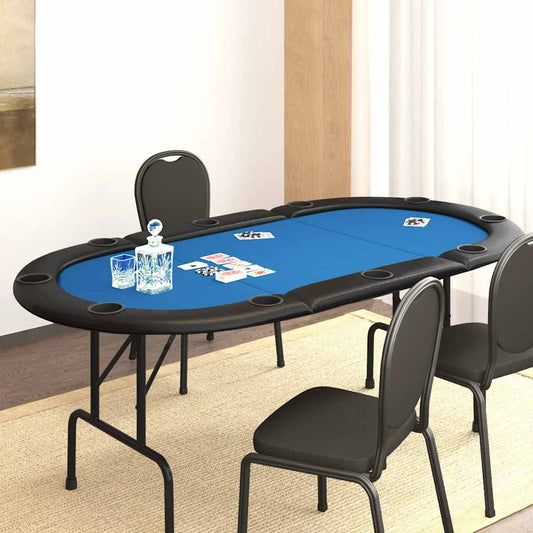 Tavolo da Poker Pieghevole 10 Giocatori Blu 207x106x76 cm - homemem39
