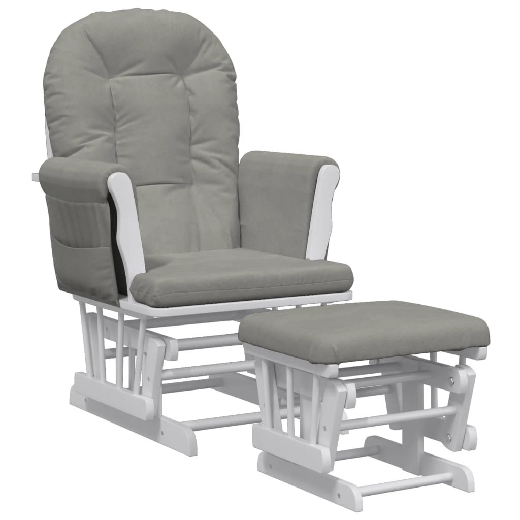 Poltrona Glider con Sgabello Grigio Chiaro in Tessuto | homemem39