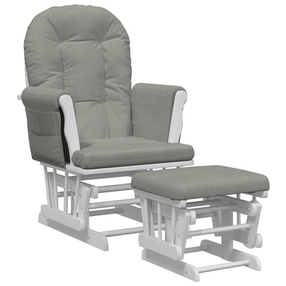 Poltrona Glider con Sgabello Grigio Chiaro in Tessuto | homemem39
