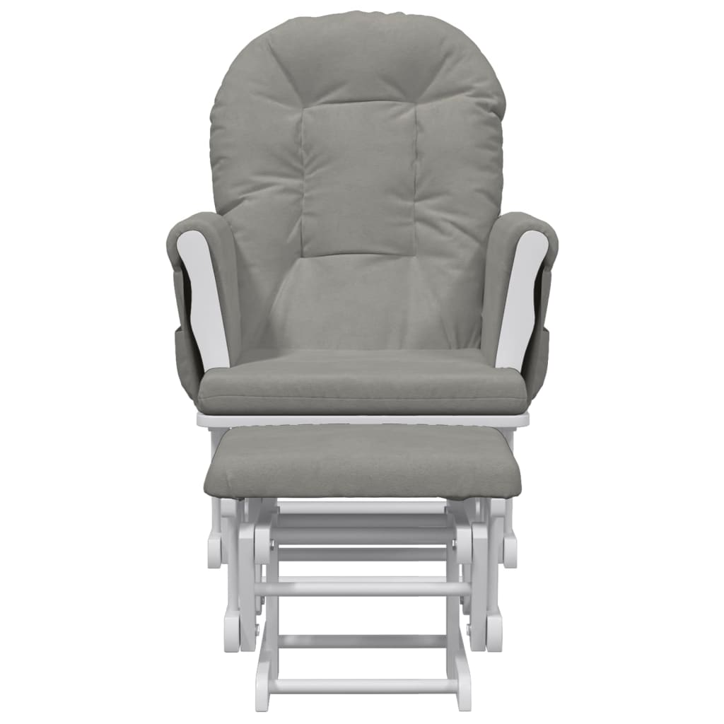 Poltrona Glider con Sgabello Grigio Chiaro in Tessuto | homemem39