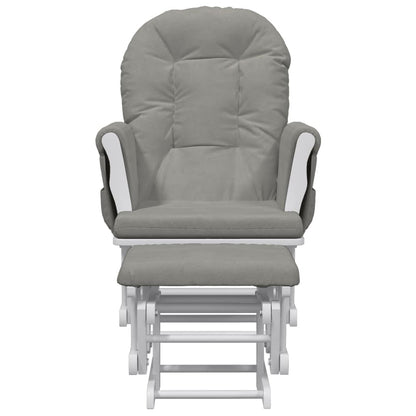 Poltrona Glider con Sgabello Grigio Chiaro in Tessuto | homemem39