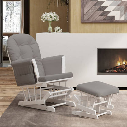 Poltrona Glider con Sgabello Grigio Chiaro in Tessuto | homemem39