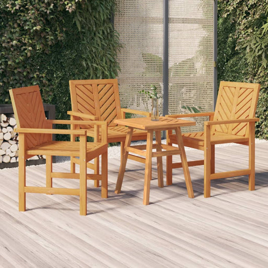 Sedie da Pranzo da Giardino 3pz Legno Massello di Acacia