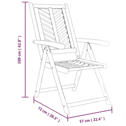 Sedie da Giardino Reclinabili 3 pz in Legno Massello di Acacia - homemem39