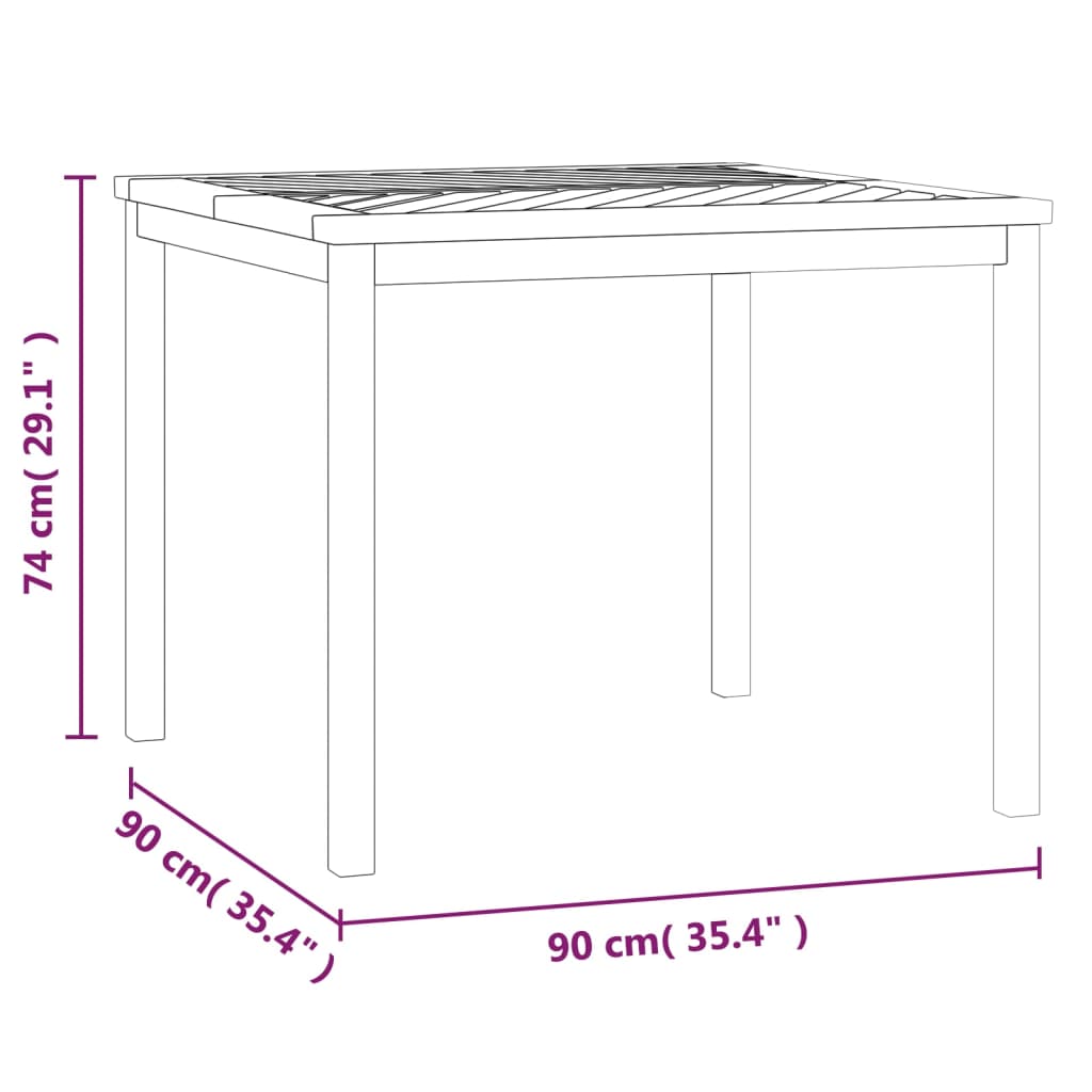Tavolo da Pranzo da Giardino 90x90x74 cm Legno Massello Acacia | homemem39