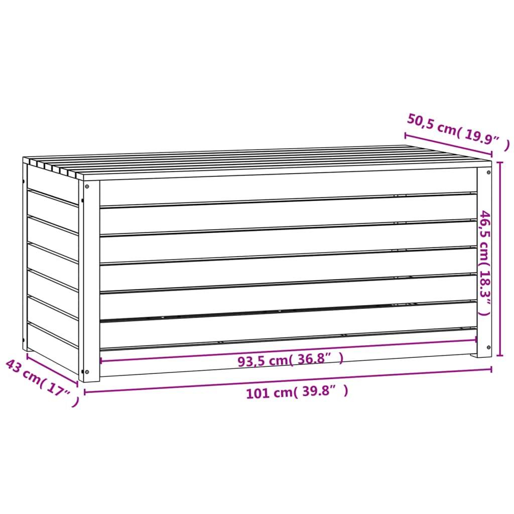 Contenitore Giardino 101x50,5x46,5 cm Legno Massello di Pino | homemem39