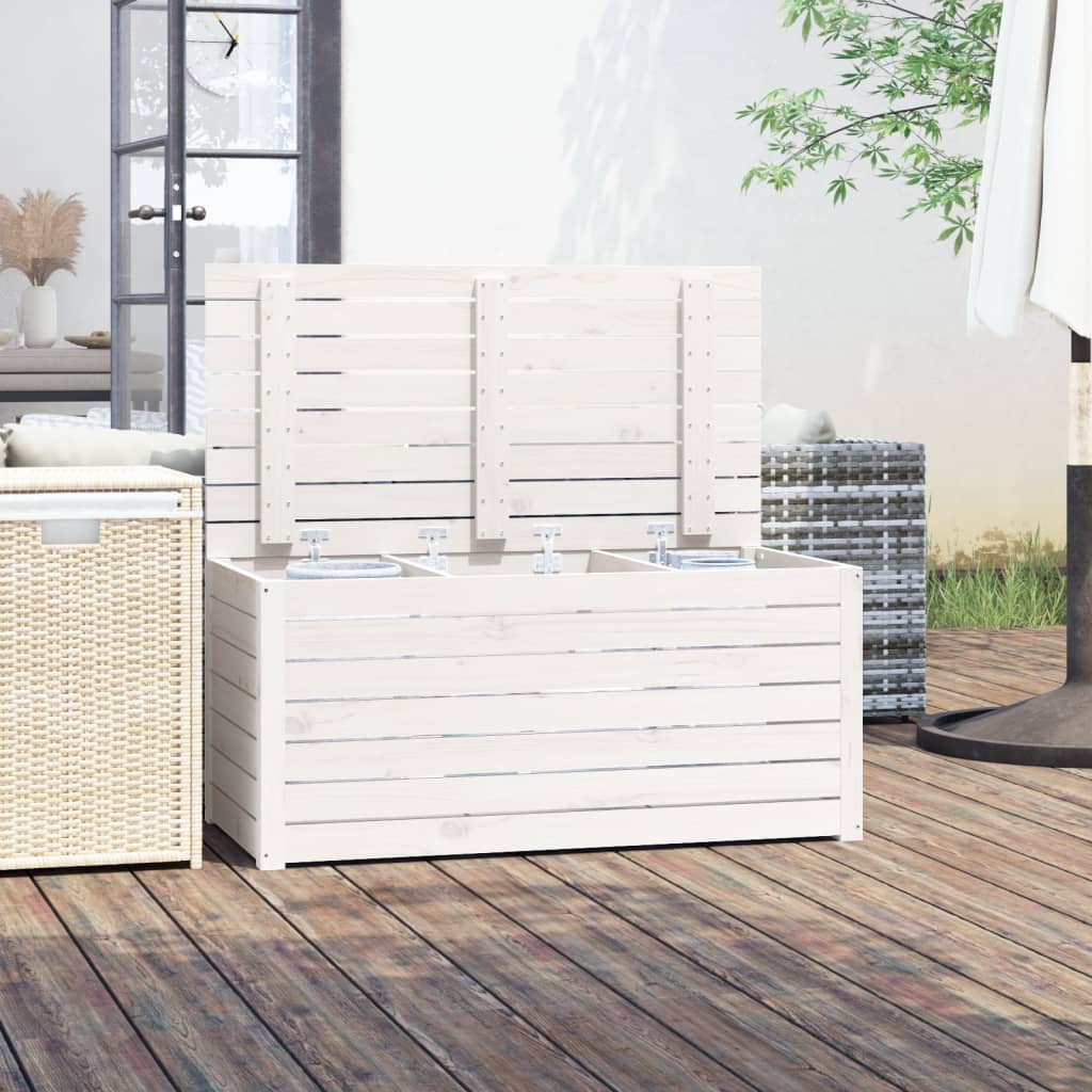 Contenitore Giardino Bianco 101x50,5x46,5cm Legno Massello Pino - homemem39