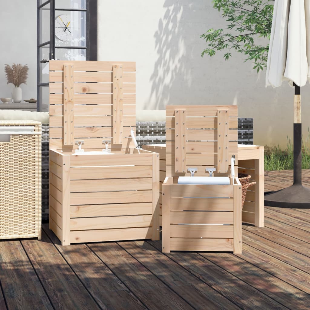 Set Cassette da Giardino 3 pz in Legno Massello di Pino - homemem39
