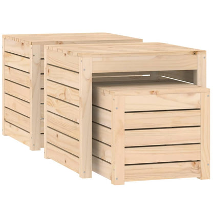 Set Cassette da Giardino 3 pz in Legno Massello di Pino - homemem39