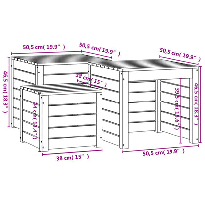 Set Cassette da Giardino 3 pz in Legno Massello di Pino - homemem39