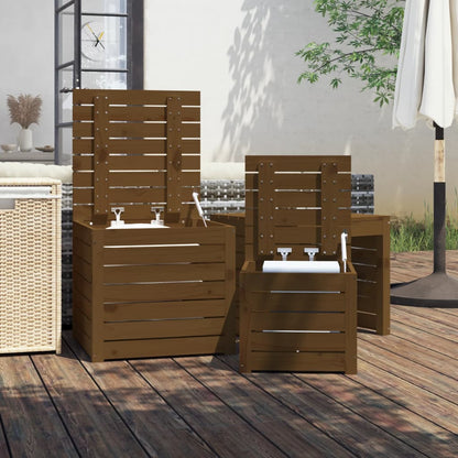 Set Cassette da Giardino 3 pz Ambra in Legno Massello di Pino - homemem39