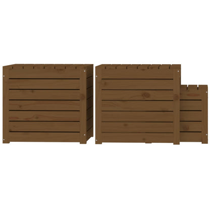 Set Cassette da Giardino 3 pz Ambra in Legno Massello di Pino - homemem39
