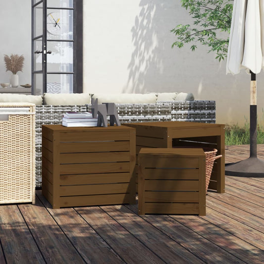 Set Cassette da Giardino 3 pz Ambra in Legno Massello di Pino - homemem39