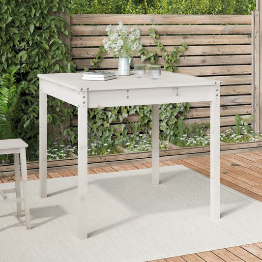 Tavolo da Giardino Bianco 82,5x82,5x76cm Legno Massello di Pino