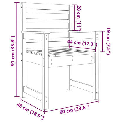 Sedie da Giardino 2pz 60x48x91 cm Legno Massello di Pino | homemem39