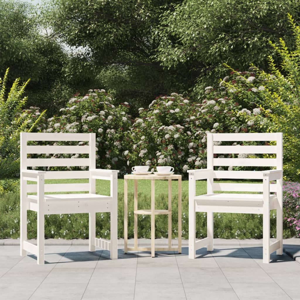 Sedie da Giardino 2pz Bianche 60x48x91cm Legno Massello di Pino - homemem39