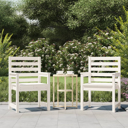 Sedie da Giardino 2pz Bianche 60x48x91cm Legno Massello di Pino - homemem39