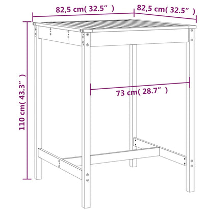 Tavolo da Giardino Bianco 82,5x82,5x110cm Legno Massello Pino - homemem39