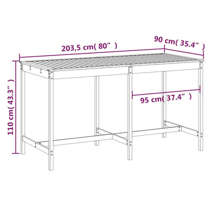 Tavolo da Giardino 203,5x90x110 cm in Legno Massello di Pino - homemem39