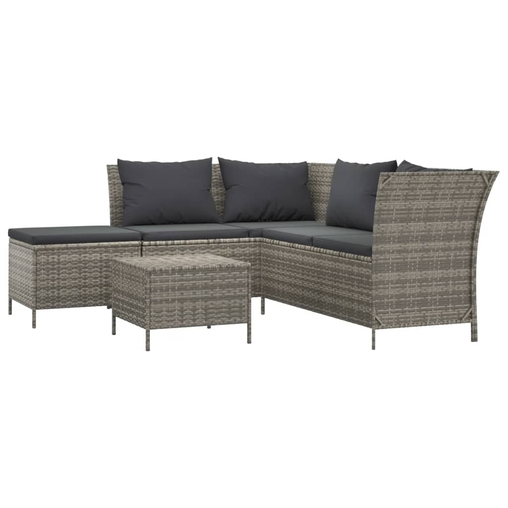 Set Divani da Giardino 4 pz con Cuscini in Polyrattan