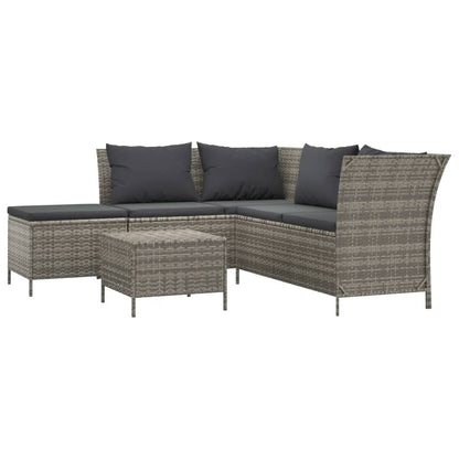 Set Divani da Giardino 4 pz con Cuscini in Polyrattan