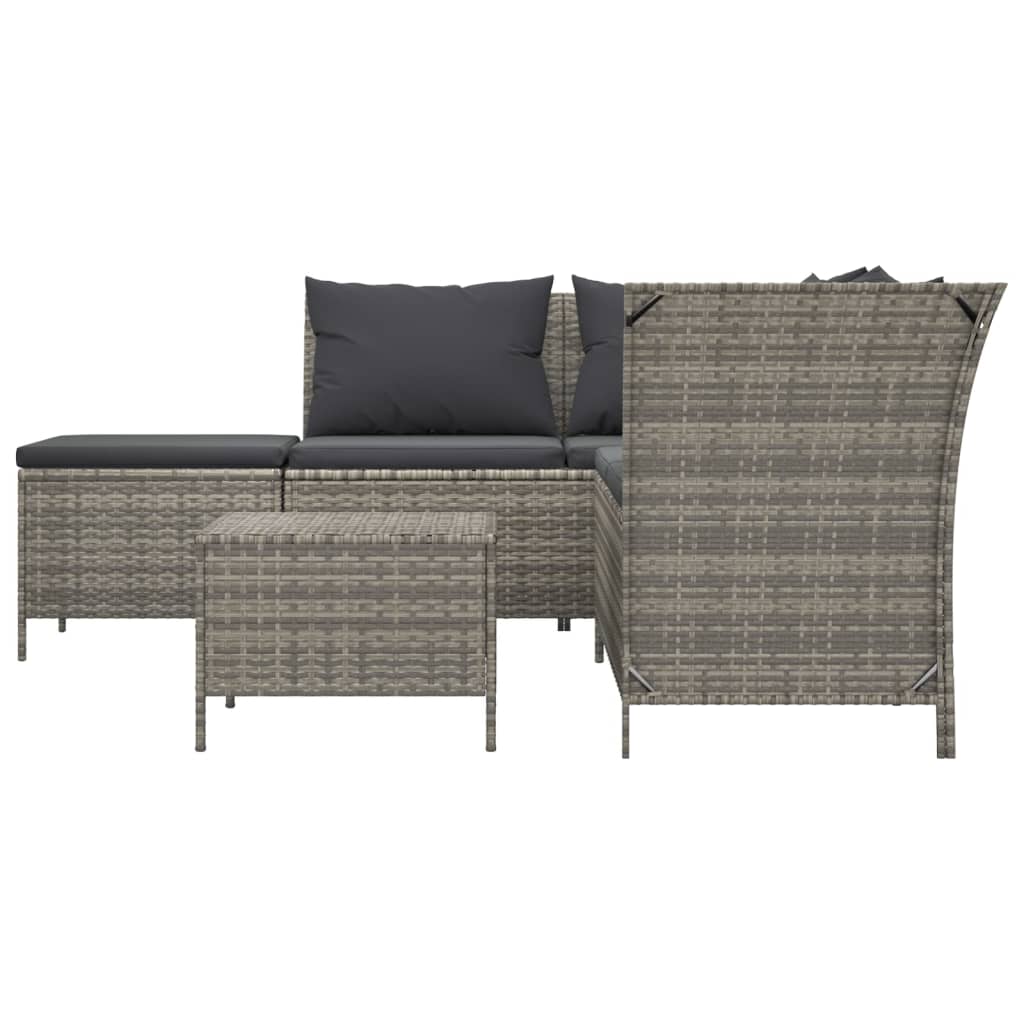Set Divani da Giardino 4 pz con Cuscini in Polyrattan
