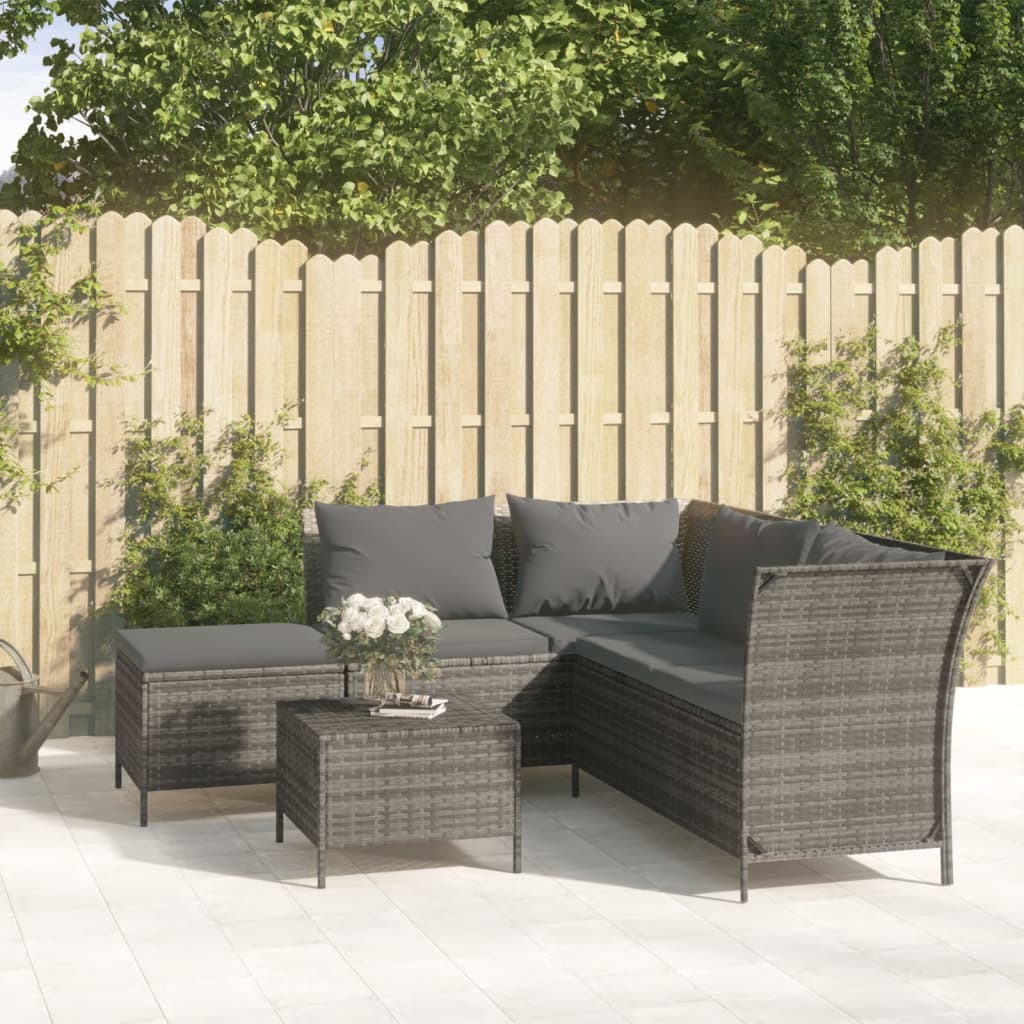 Set Divani da Giardino 4 pz con Cuscini in Polyrattan