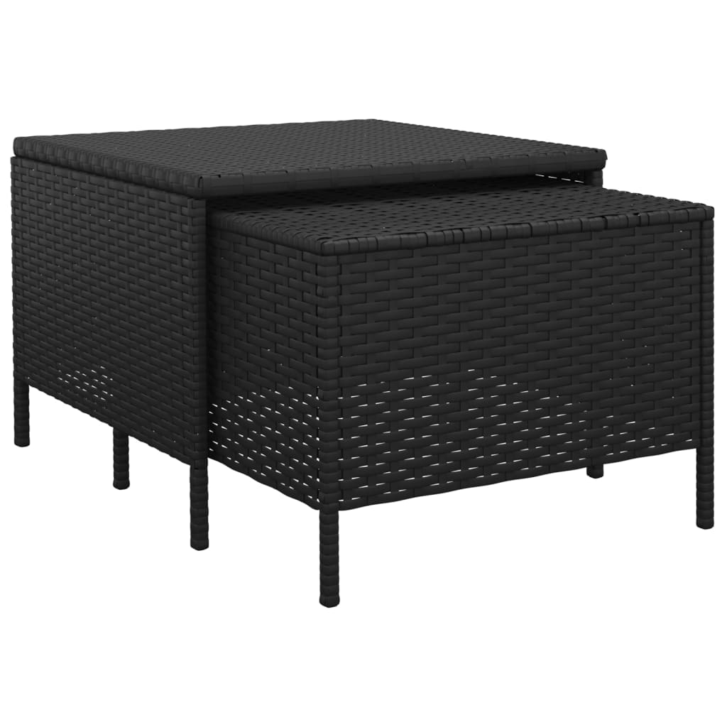 Set Divani da Giardino 3 pz con Cuscini Nero in Polyrattan - homemem39