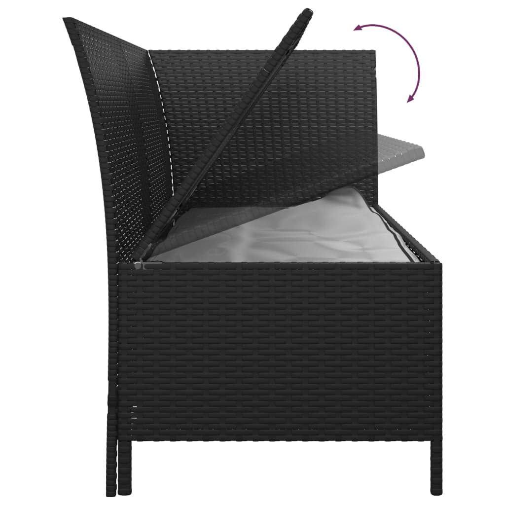 Set Divani da Giardino 3 pz con Cuscini Nero in Polyrattan