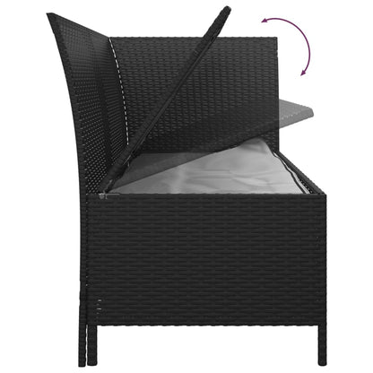 Set Divani da Giardino 3 pz con Cuscini Nero in Polyrattan
